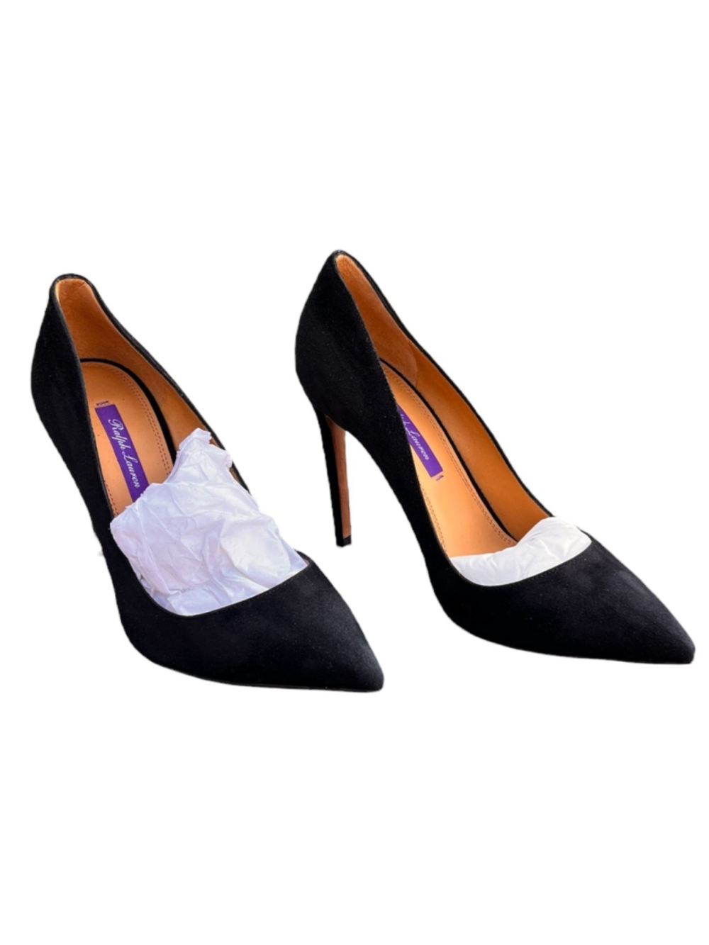 New Ralph Lauren Collection Celia Black Goat Suede Pointed Toe Pumps EU 37 US 7